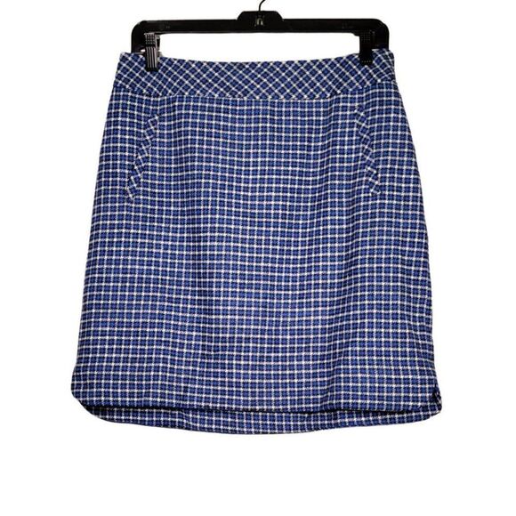 TalbotsâBlueâHoundstooth WoolâPencilâSkirtâSzâ6P - Picture 1 of 7